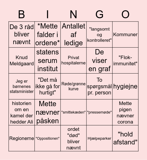 Pressemøde bingo Card