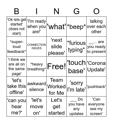 confrence call BINGO Card