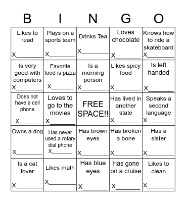 People Bingo Card