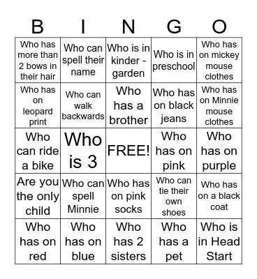 Harmony's Birthday Bingo Game Bingo Card