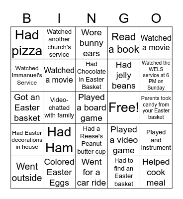 Easter Bingo Card