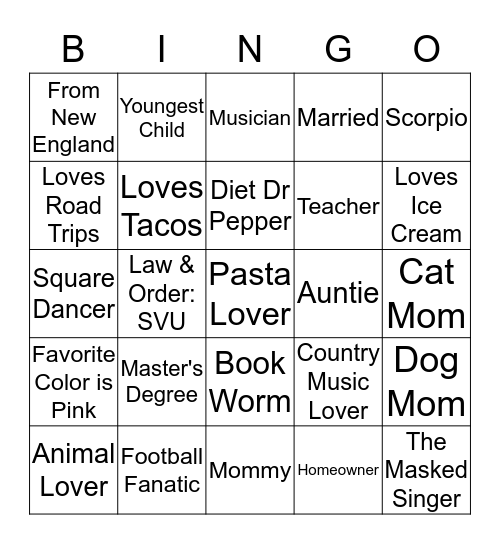 SUZI Bingo Card