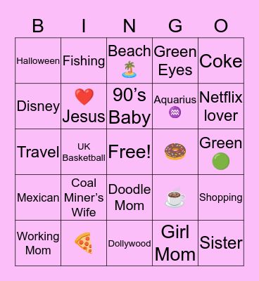 Andrea’s Bingo Card