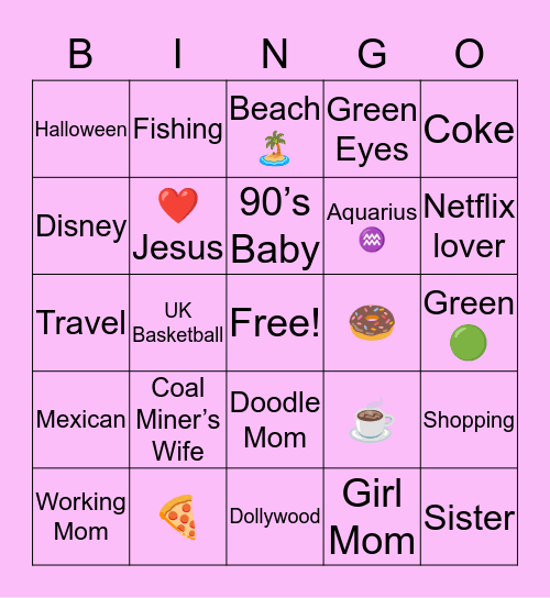 Andrea’s Bingo Card