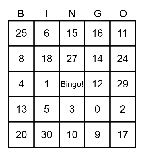 Bingo 1 groep 3-4 Bingo Card
