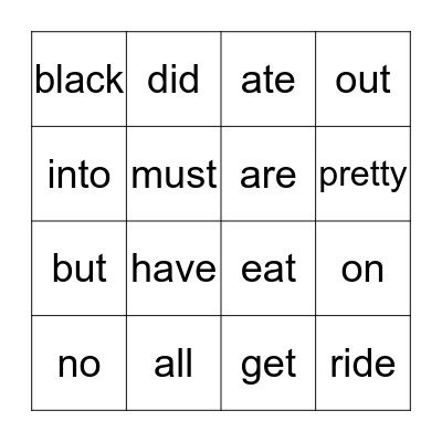Sight words 1 Bingo Card