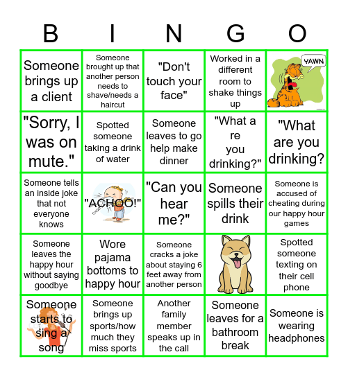 Remote Work Bingo - Happy Hour Bingo Card