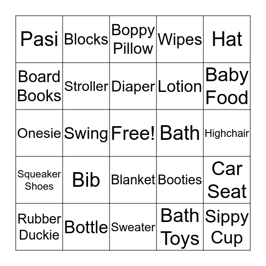 Baby Bingo Card