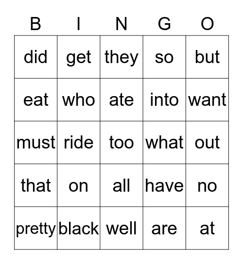 Sight words 1 Bingo Card