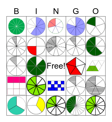 Basic Fractions Bingo Card