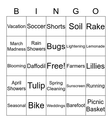 Spring Bingo Card