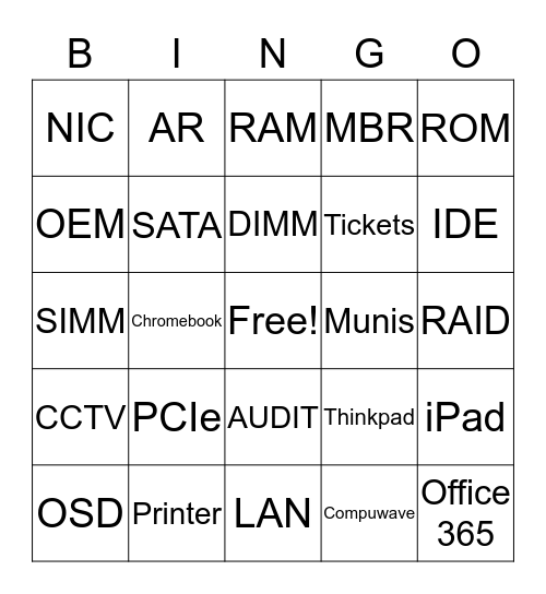 CUSD Tech Bingo Card