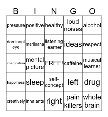 Positive Action BINGO Card