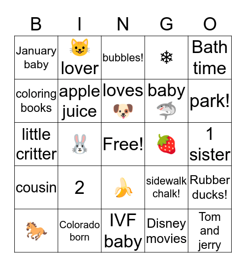 Abigail's BINGO Card