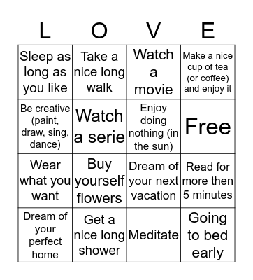 ME TIME!!! Bingo Card