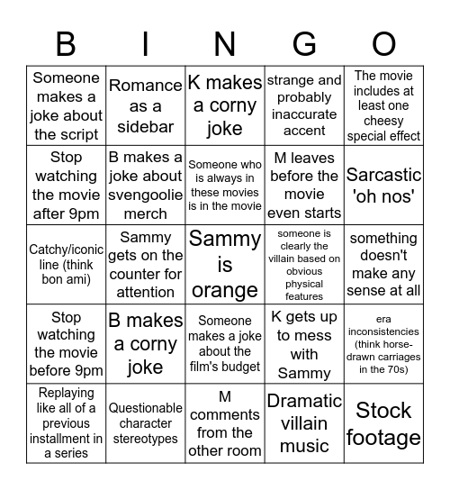 Svengoolie Bingo Card