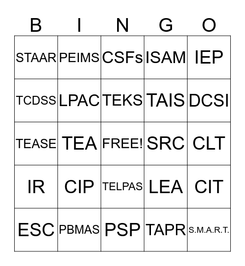 A Bingo Card