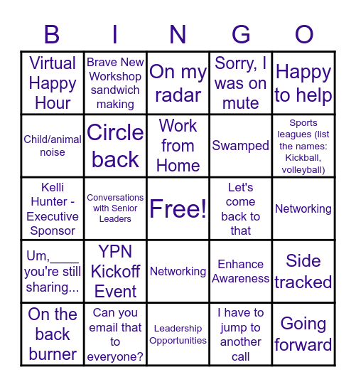 YPN Bingo Card