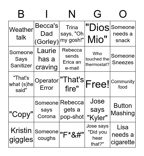 Office Bingo Card