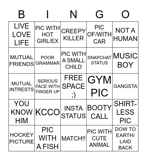 TINDER BINGO Card