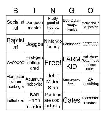 Jake Bingo Card