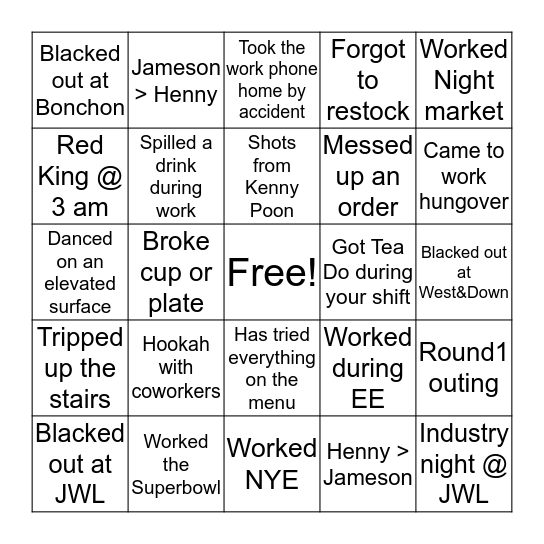 Bonchon Bingo Card