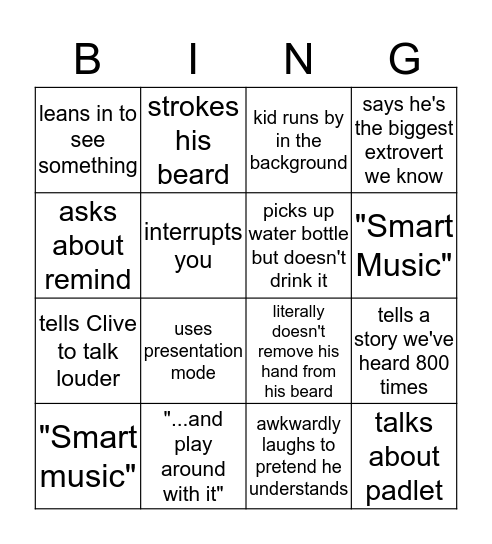 Spillman Google Hangout SIMPo Bingo Card