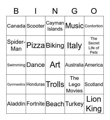 Grade 3 Fun Bingo Card