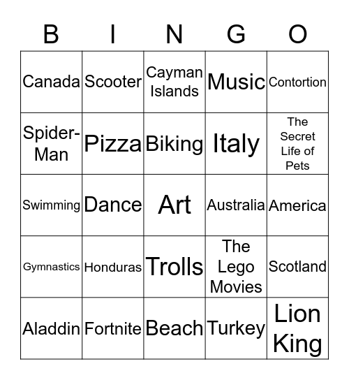 Grade 3 Fun Bingo Card