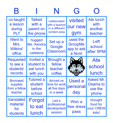 Lobos BINGO! Bingo Card