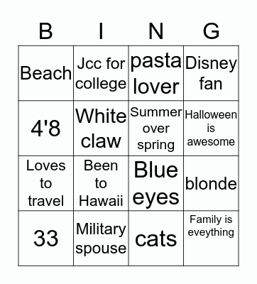 Who's like Tiffany Bingo Card