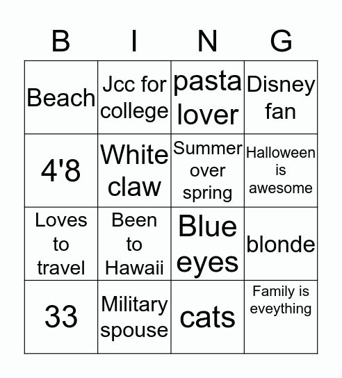 Who's like Tiffany Bingo Card