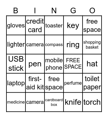 Everyday Objects Bingo Card