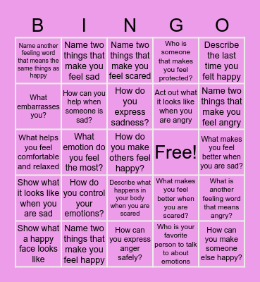 What an Emotion!! Bingo Card