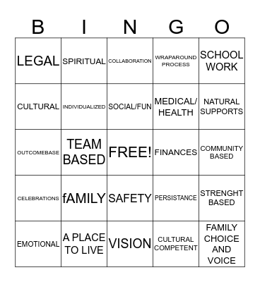 WrapAround  Bingo Card