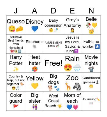 Who is the most similar? Bingo Card