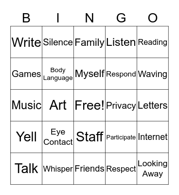 Communication Bingo Card