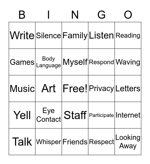 Communication Bingo Card