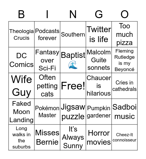 Caleb Bingo Card