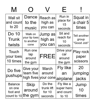 PE FITNESS BINGO Card