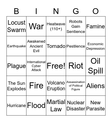 Apocalypse Bingo Card