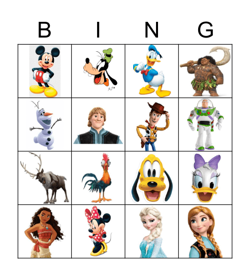 Family Disney Bingo Card