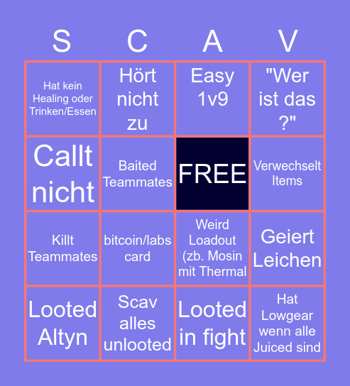 POG Champ Bingo Card