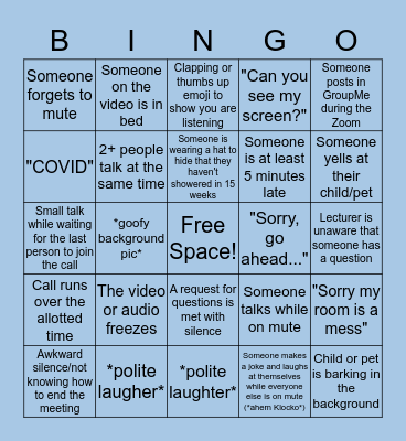 ZOOM BINGO Card