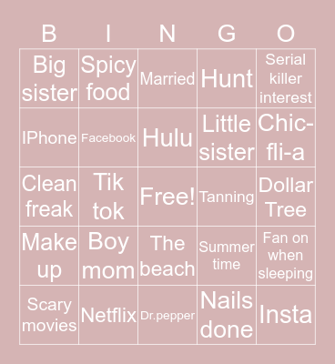 BRIANNA Bingo Card