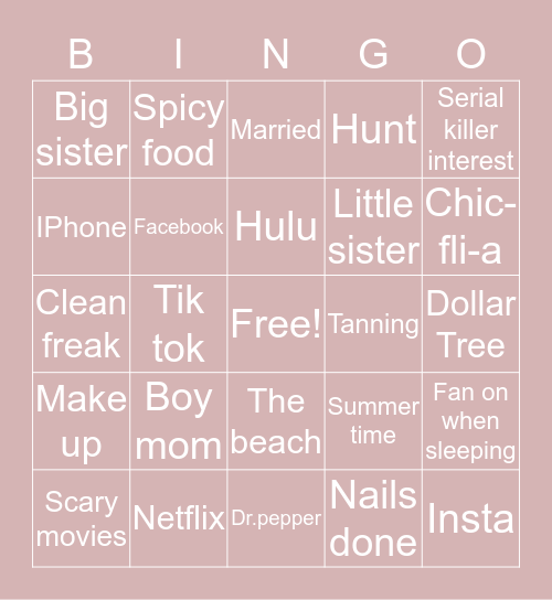 BRIANNA Bingo Card