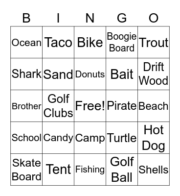 The Bros Bingo Card