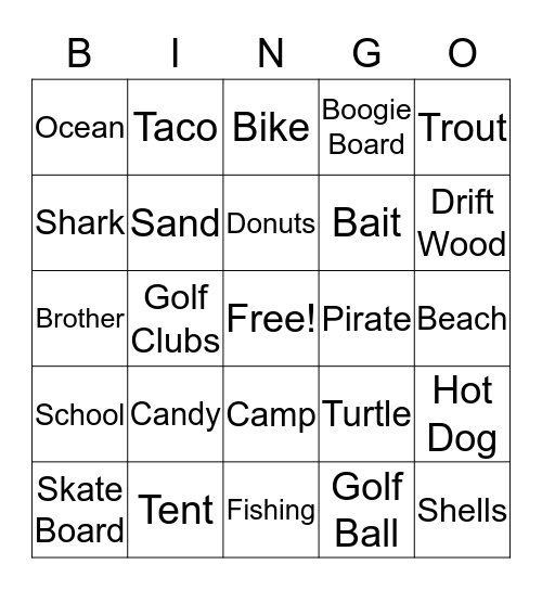 The Bros Bingo Card