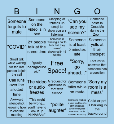 ZOOM BINGO Card