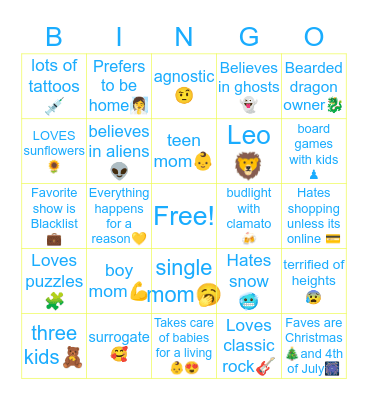Kelsey 💛 Bingo Card